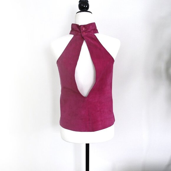 Vintage Suede Halter Top 1980s Disco Party Wilsons Suede & Leather Korea RARE - Picture 3 of 13